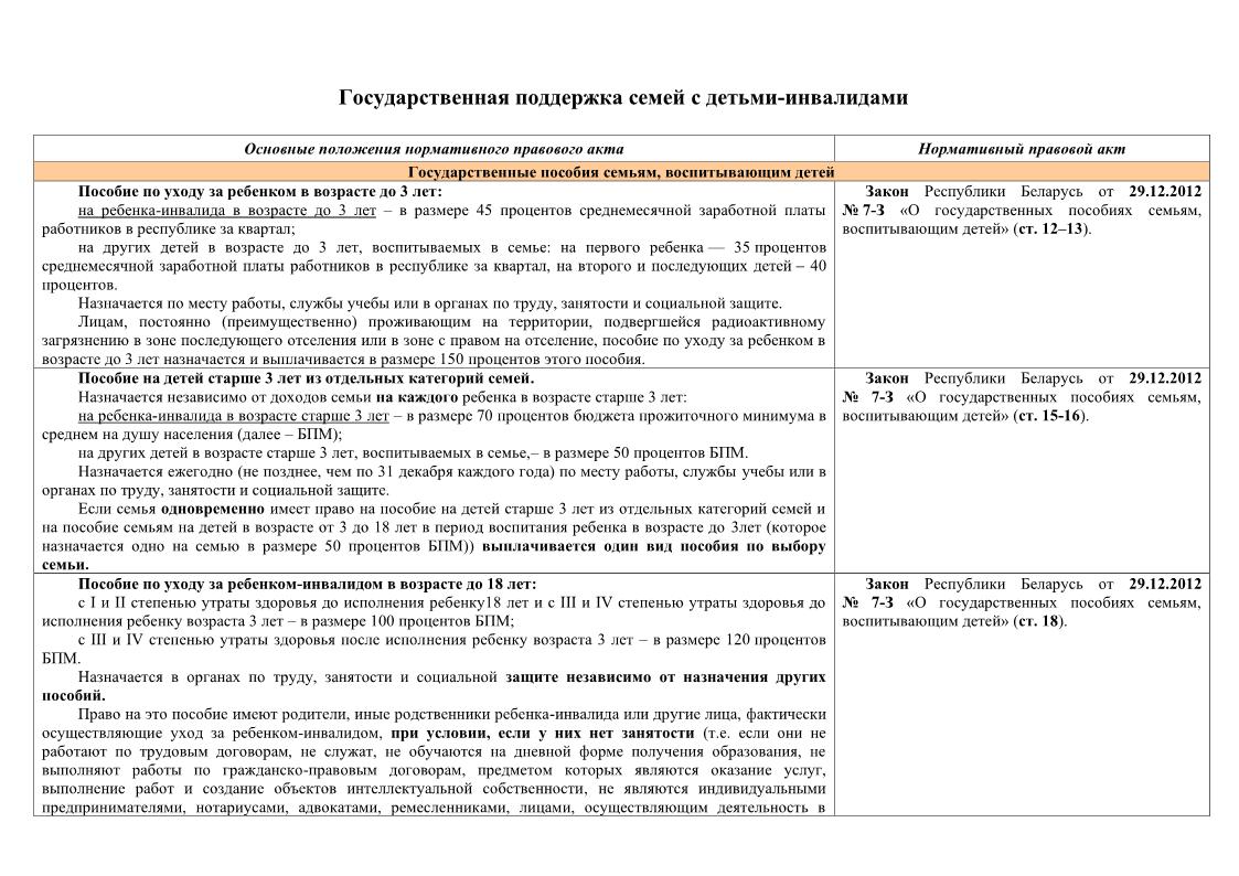 Государственная поддержка семей с детьми инвалидами1