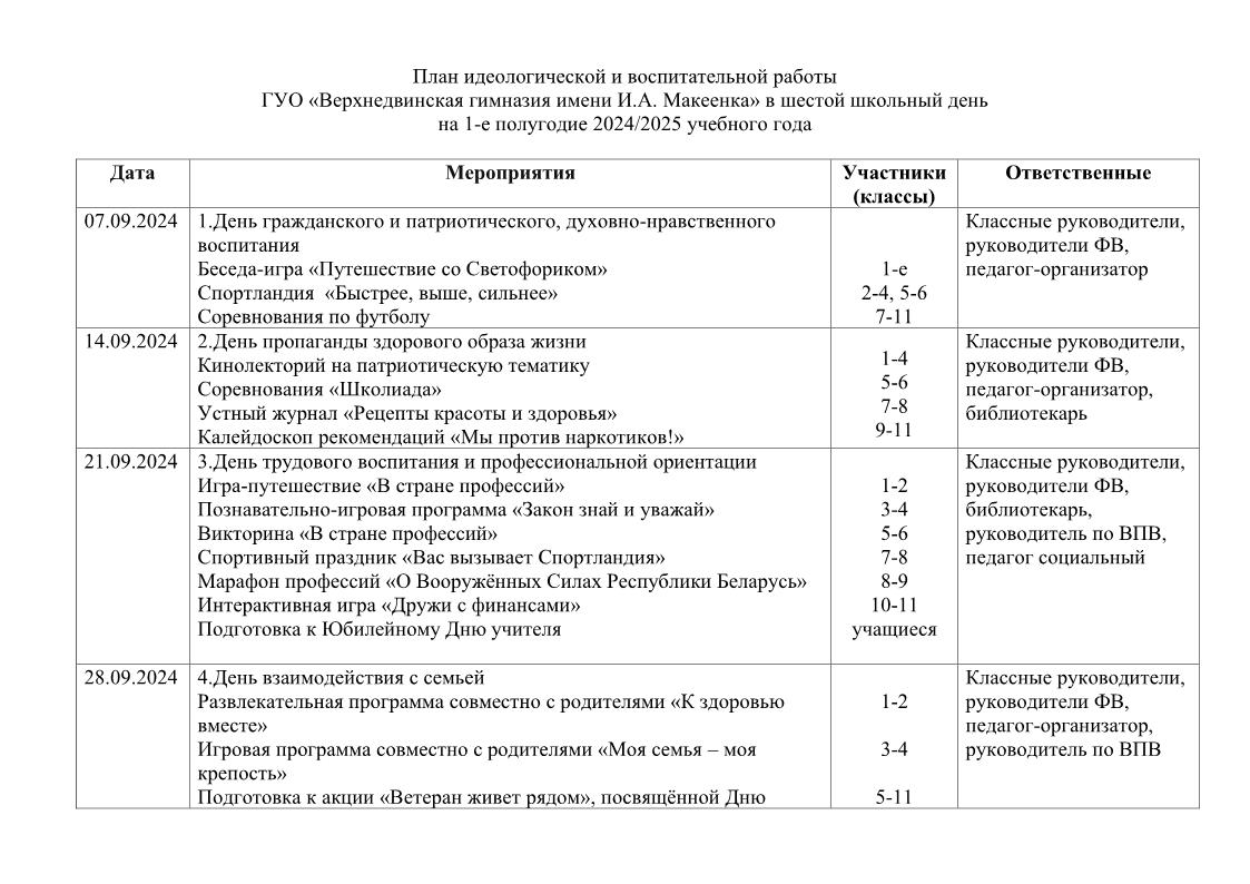 план ивр в 6 школьный день 1 е полугодие 24 25 на сайт1